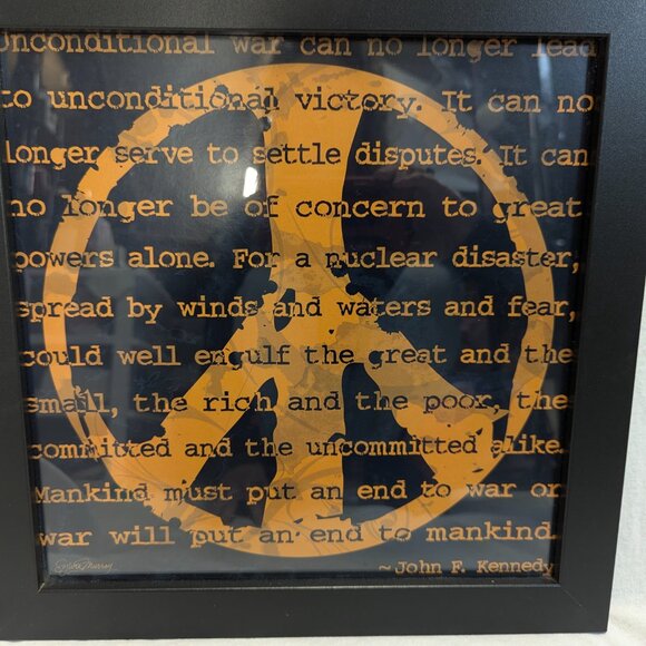 Framed John F. Kennedy Speech on War 14" Square Heavy and Sturdy - Picture 2 of 6